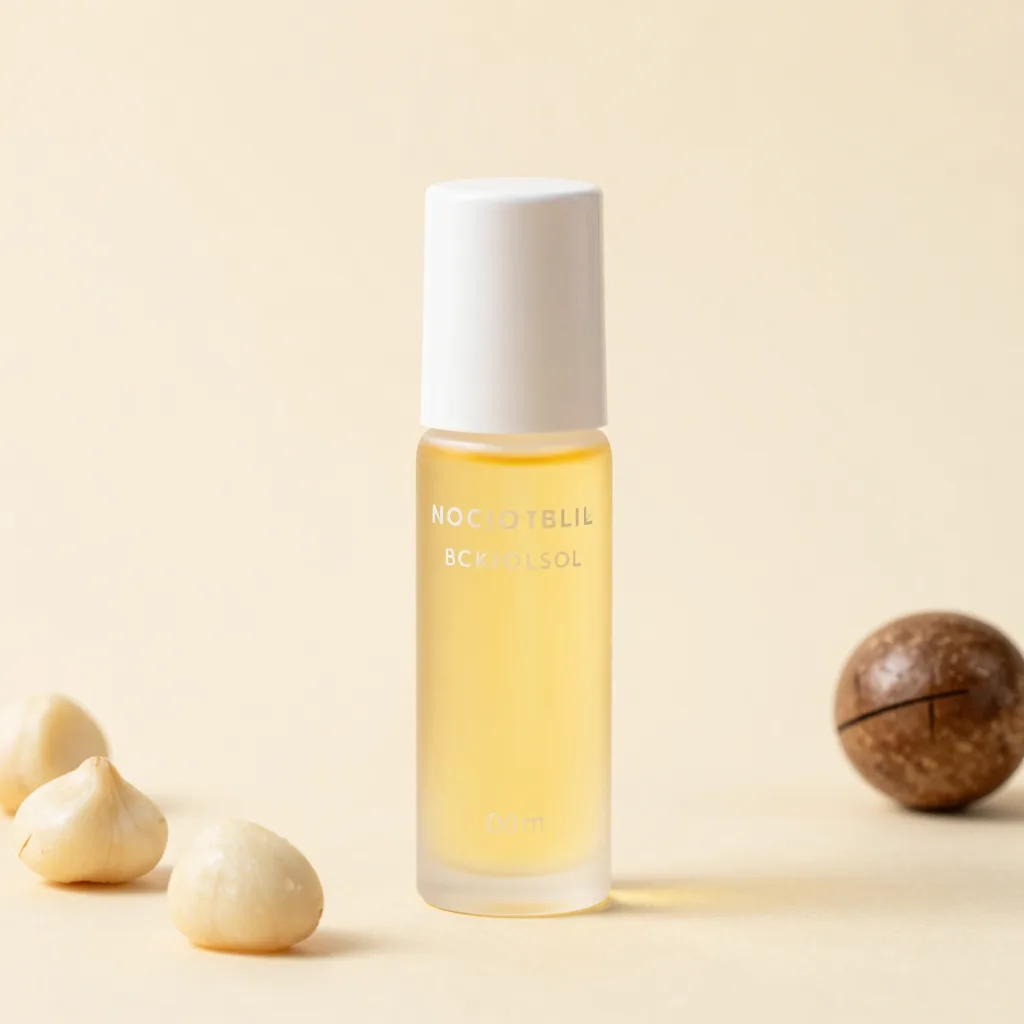 A roll-on bottle of macadamia facial oil